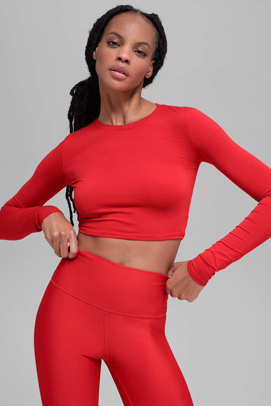 Alosoft Crop Finesse Long Sleeve - Bright Red--0