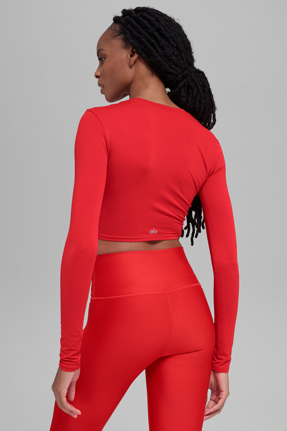 Alosoft Crop Finesse Long Sleeve - Bright Red--1