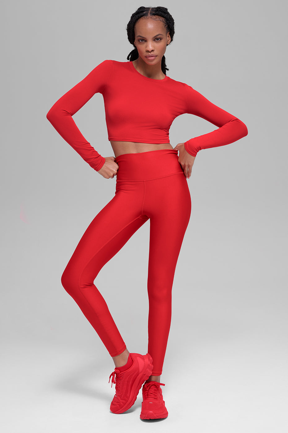 Alosoft Crop Finesse Long Sleeve - Bright Red--3