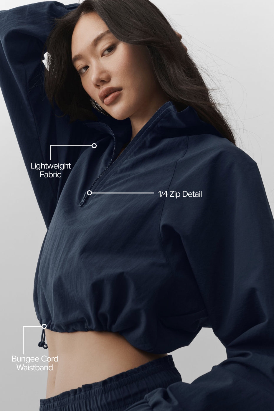 Cropped 1/4 Zip Alumni Pullover - Navy--1