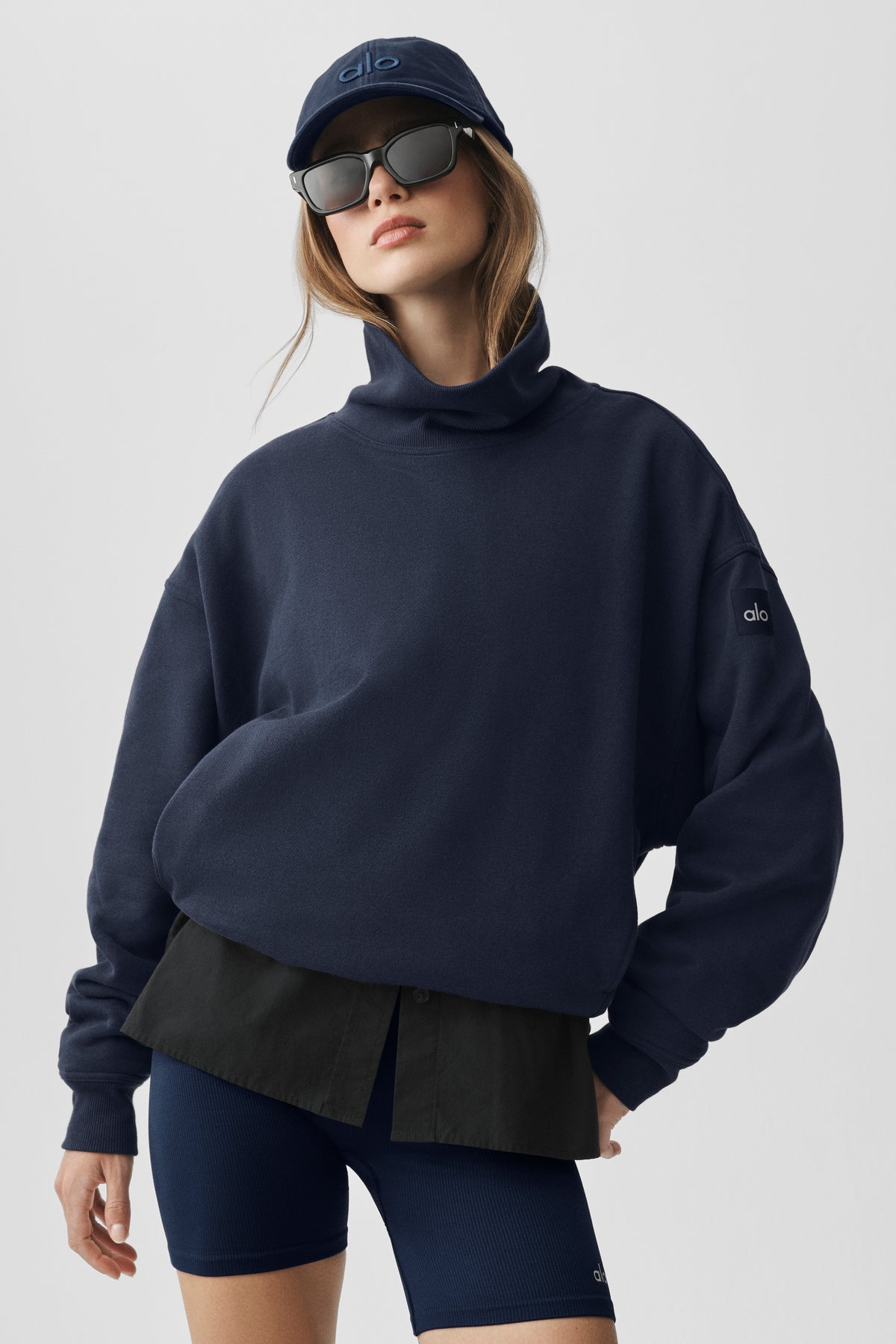 Hazy Mock Neck Pullover - Navy--2