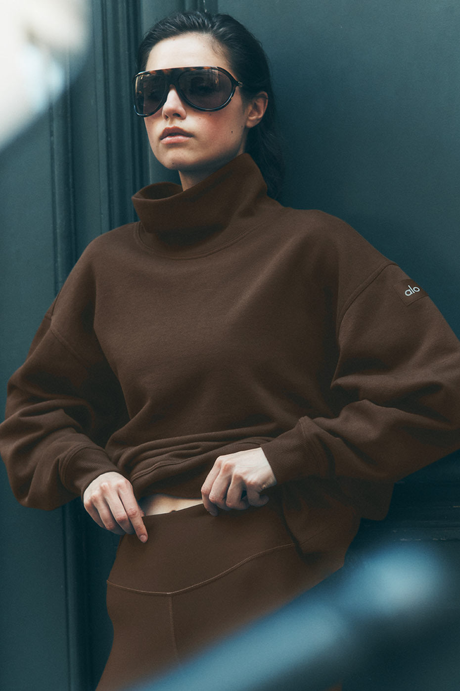 Hazy Mock Neck Pullover - Espresso--0