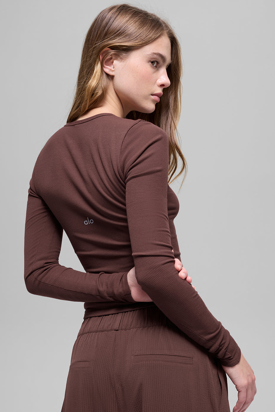 Ribbed Modal Long Sleeve - Brownstone--1