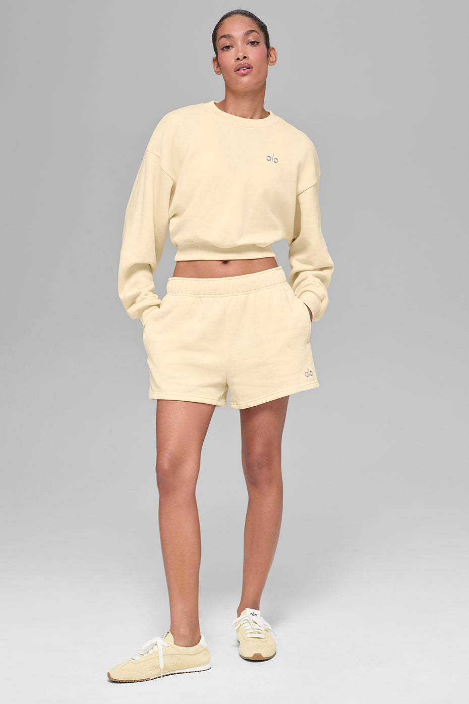 Cropped Accolade Crewneck - Candlelight Yellow--5