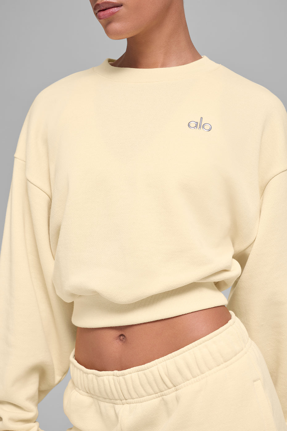 Cropped Accolade Crewneck - Candlelight Yellow--3