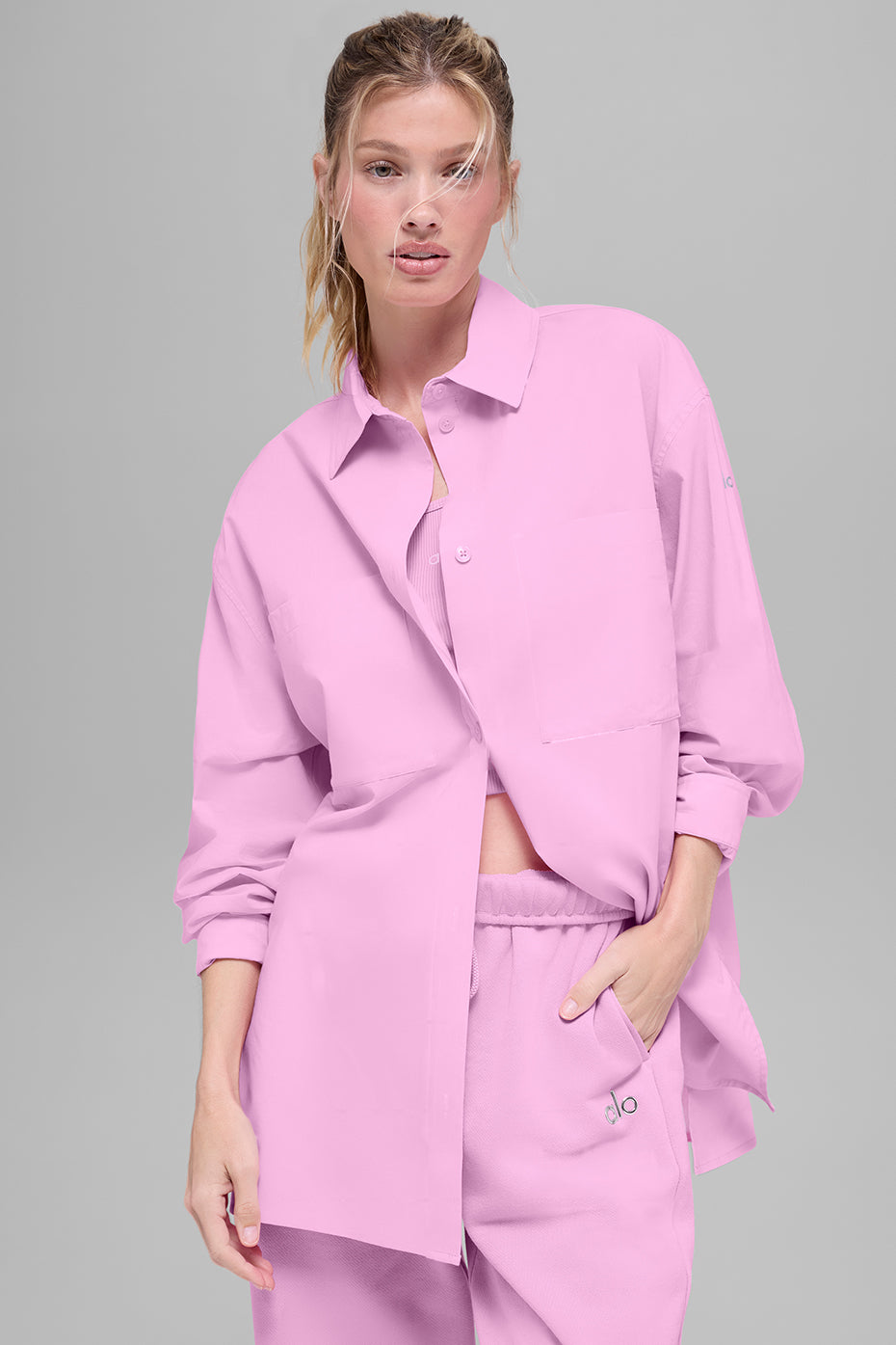 Cotton Real Deal Button Up Long Sleeve - Candy Heart Pink--1