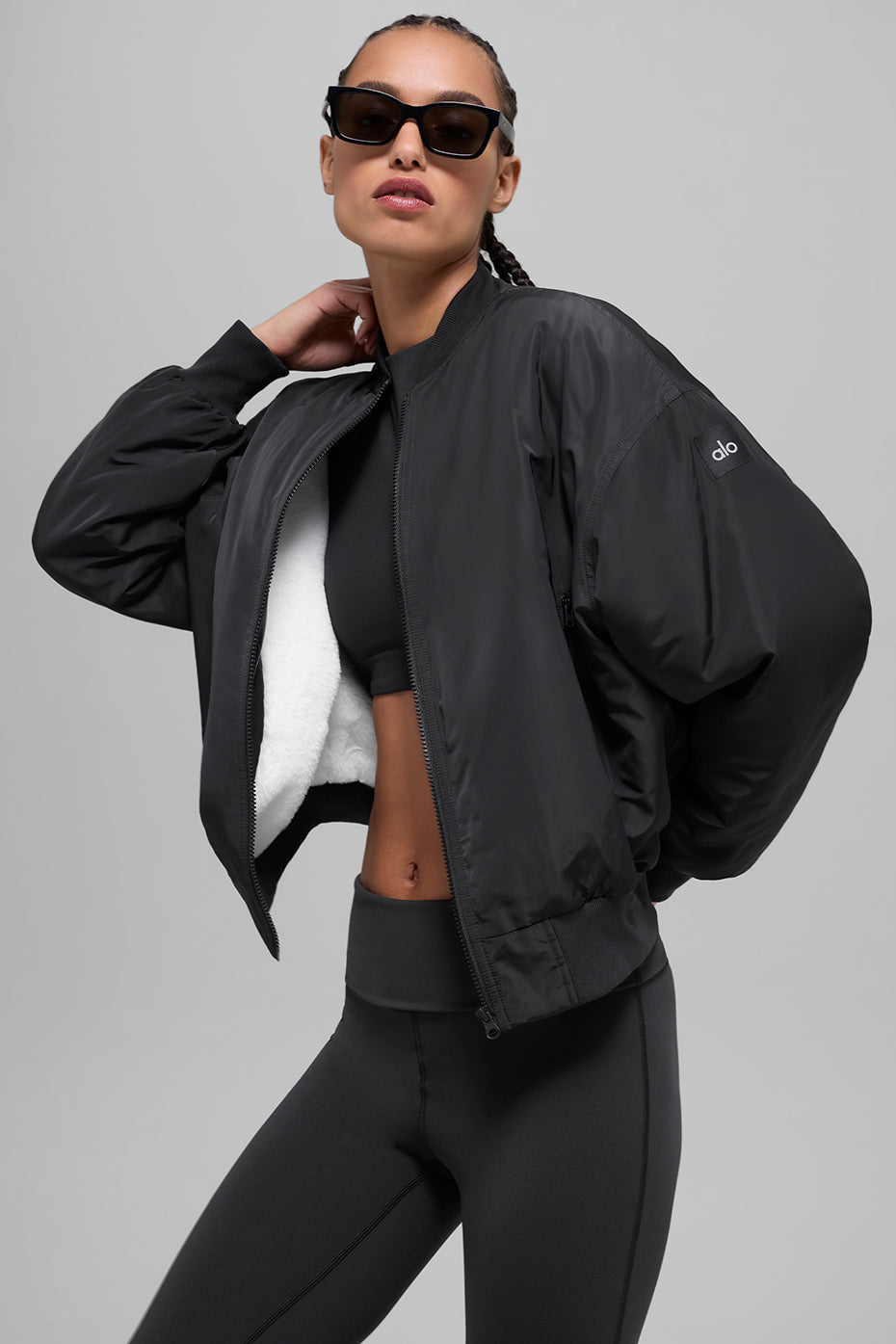 Faux Fur Urbanite Bomber - Black/Ivory--2