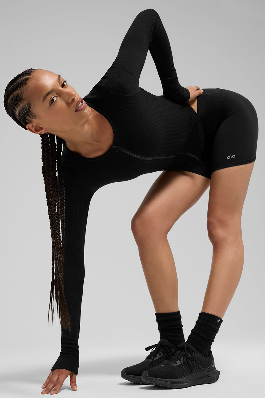 Ribbed Stardust Long Sleeve - Black--2