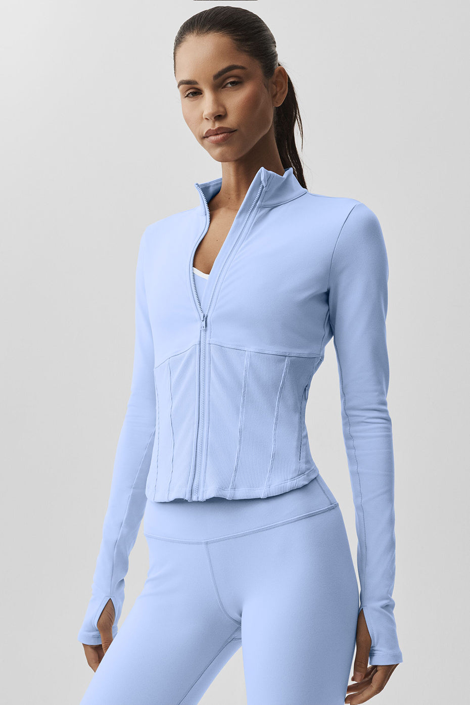 Airbrush Corset Full Zip Jacket - Light Provence Blue--2