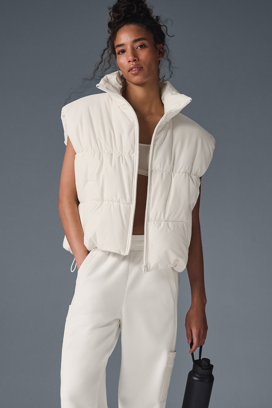 Incline Puffer Vest - Ivory--0