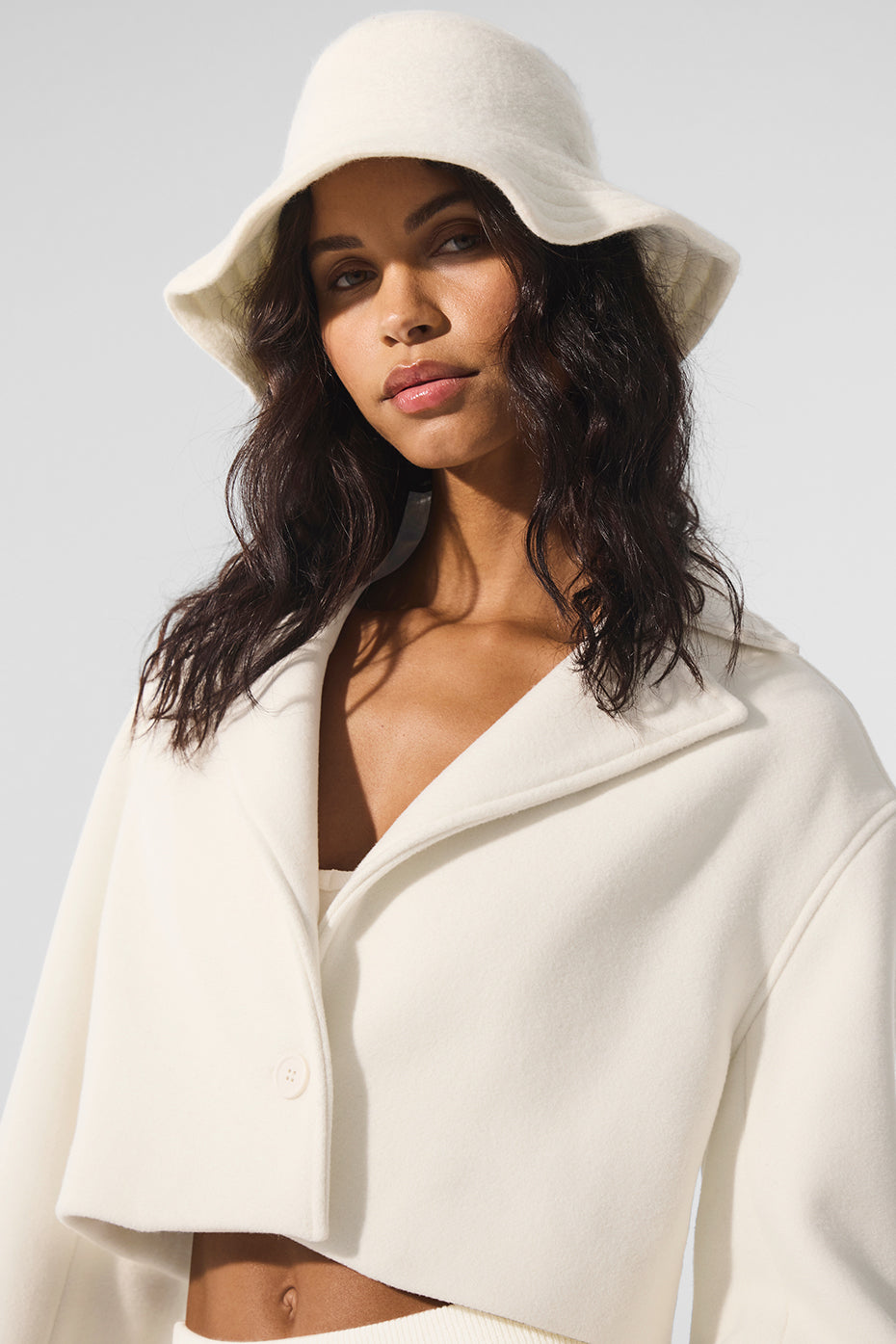 Wool Cropped Metro Trench - Ivory--0