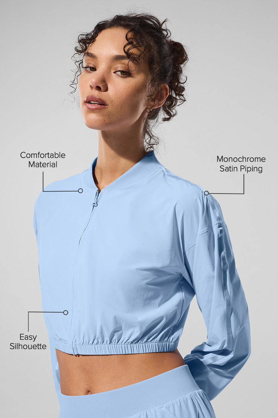 Cropped Breezy Full-Zip Cover Up - Seashell Blue--1
