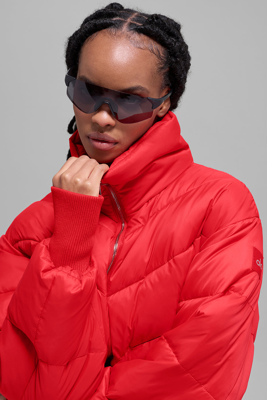 Cropped Atmosphere Puffer - Bright Red--1