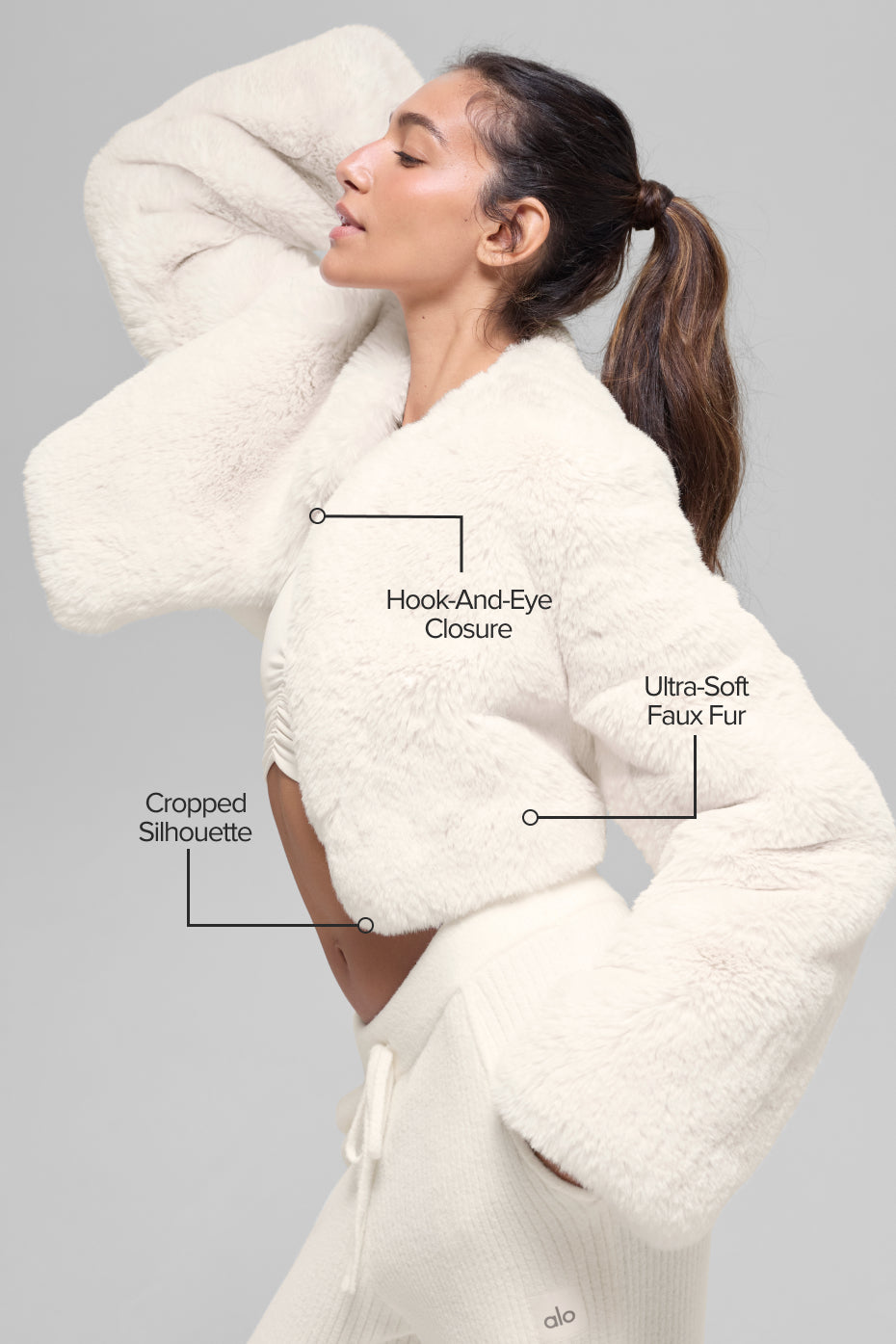 Faux Fur Chic Cropped Jacket - Ivory--1