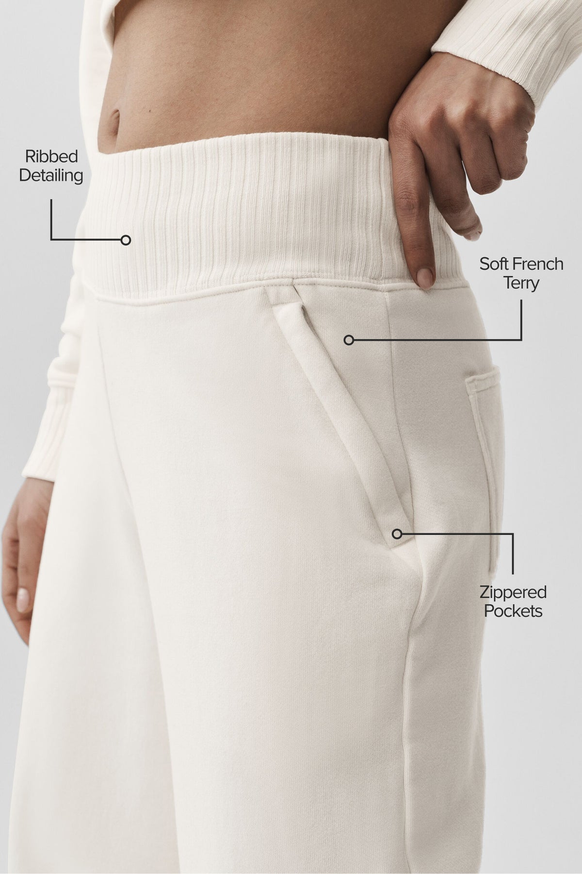 Serenity Wide Leg Sweatpant - Ivory--1