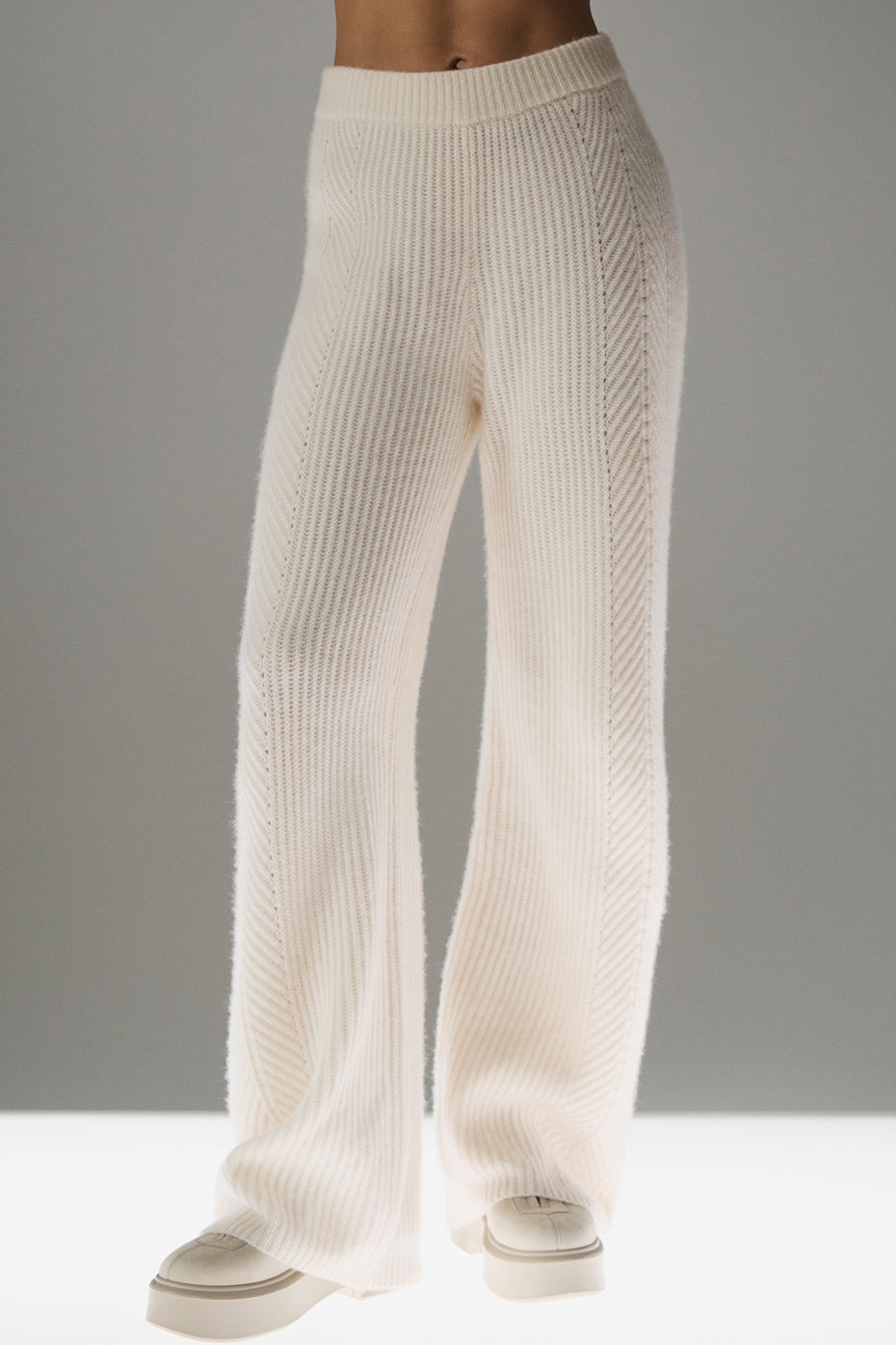 Winter Magic Cashmere Wide Leg Pant - Ivory--0