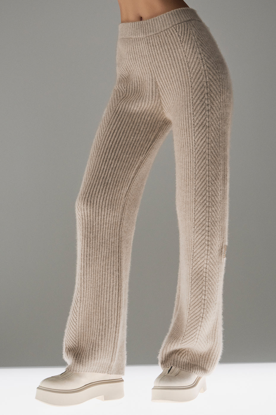 Winter Magic Cashmere Wide Leg Pant - Flax Heather--0