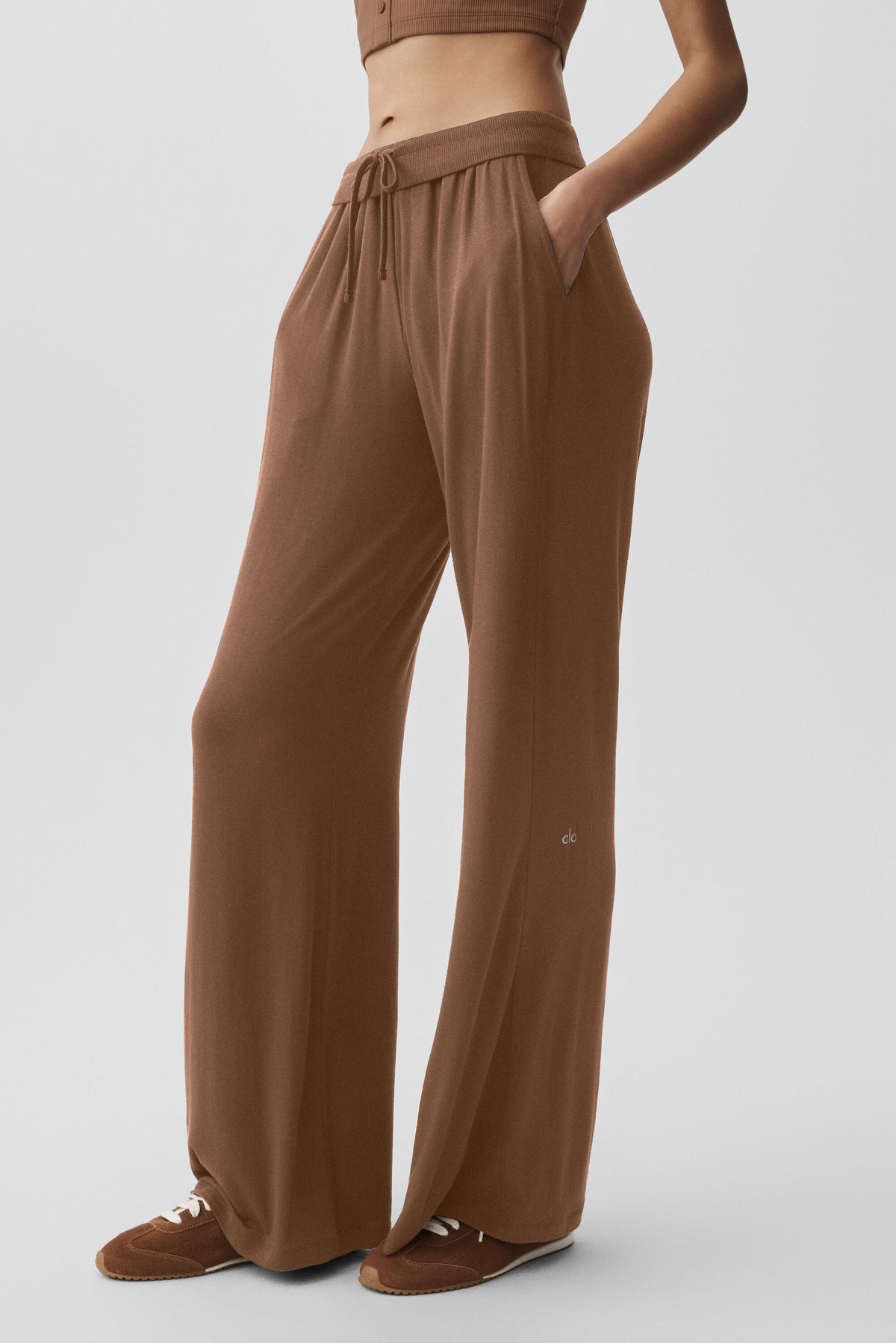 Semi-Sheer Delicate Lounge Flare Pant (Regular) - Sun Kissed Brown--0