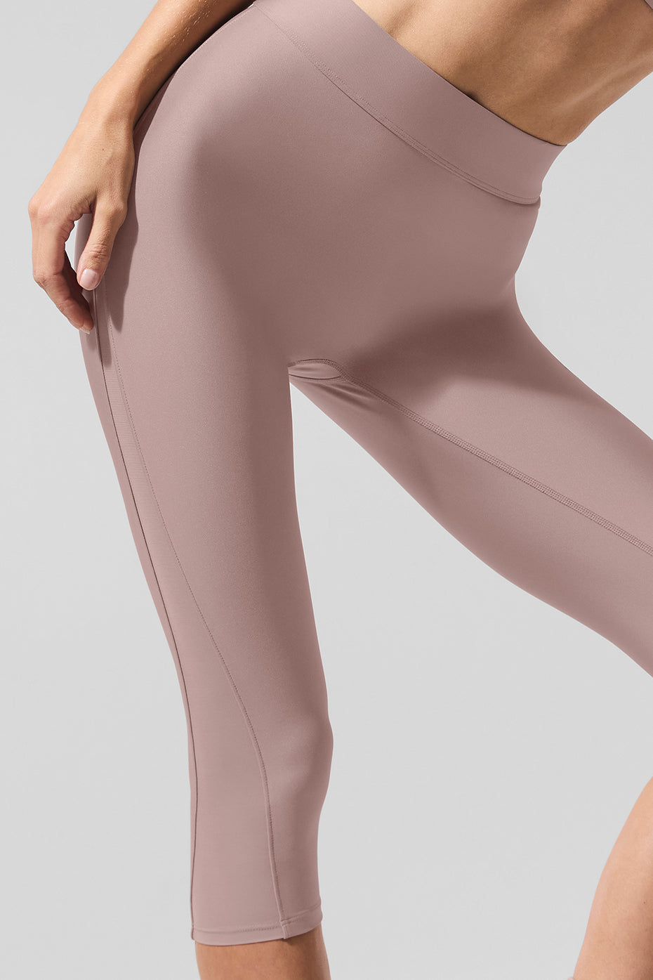 Airlift Mesh High-Waist Just Right Capri - Taupe--2