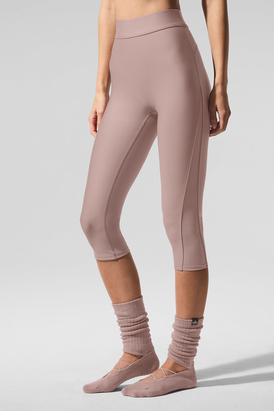 Airlift Mesh High-Waist Just Right Capri - Taupe--0