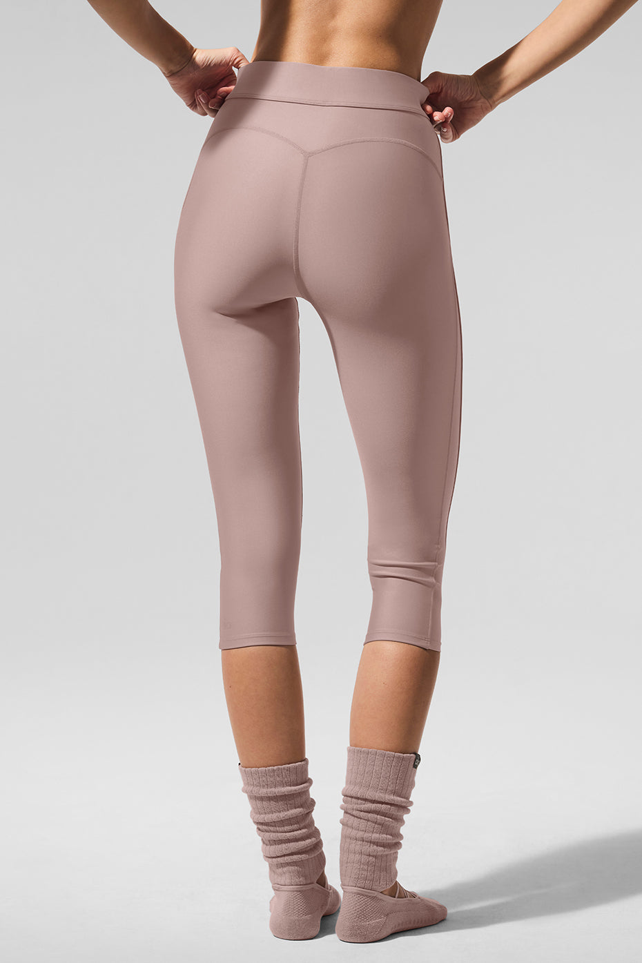 Airlift Mesh High-Waist Just Right Capri - Taupe--1