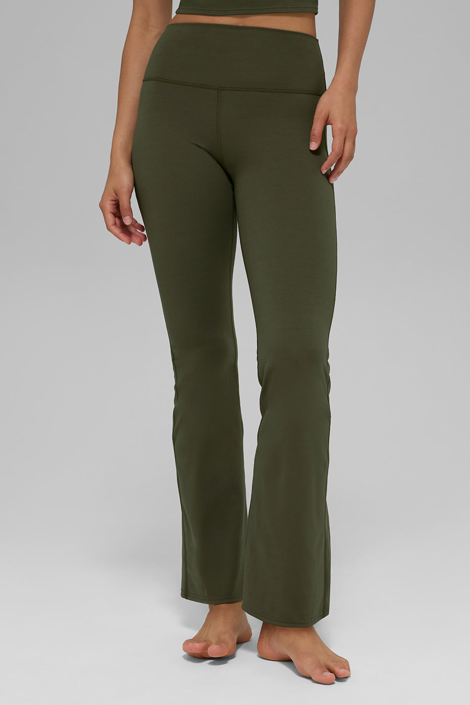ALO Softsculpt High-Waist Bootcut Legging (Short) - Green Olive--0