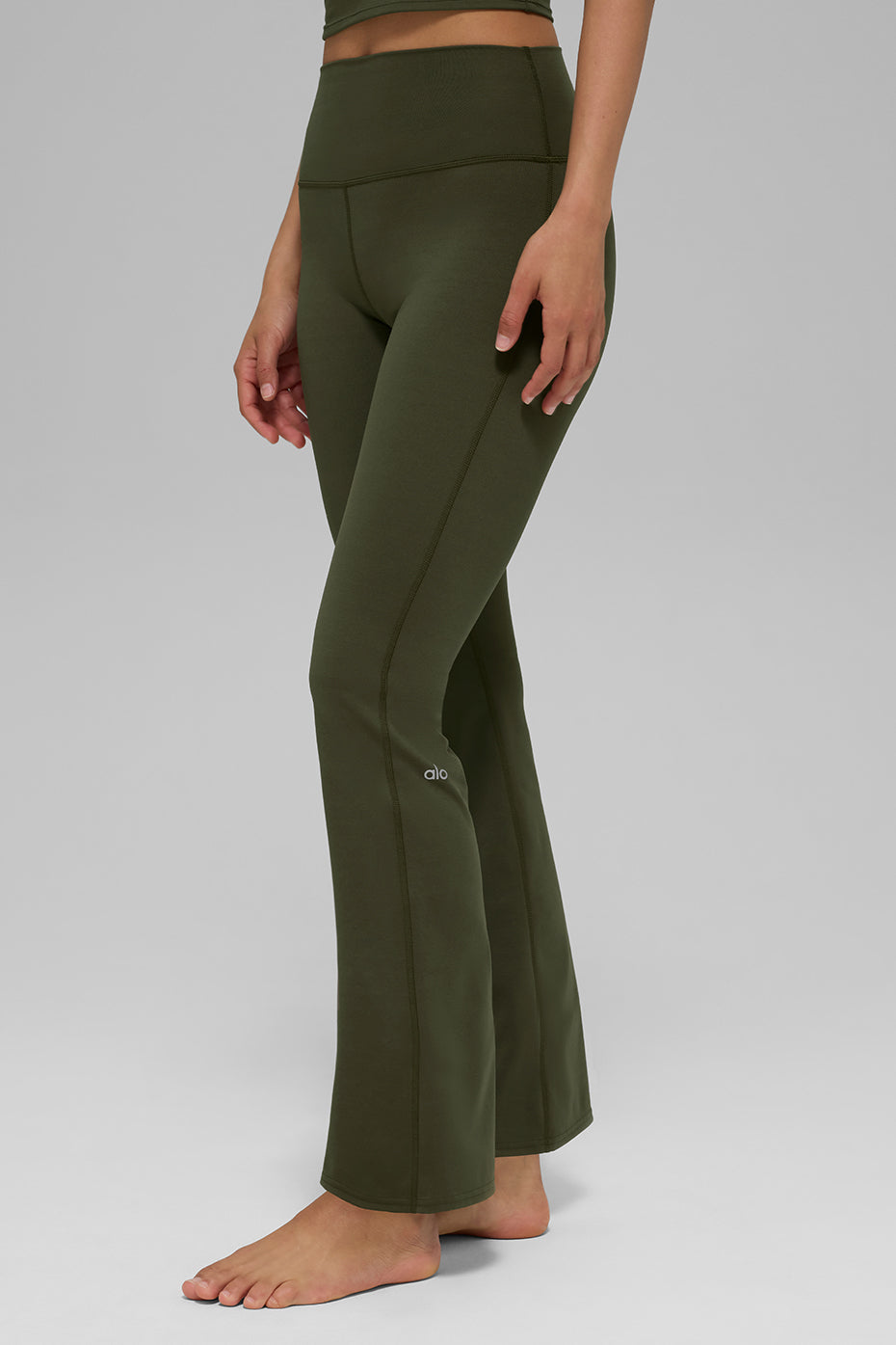 ALO Softsculpt High-Waist Bootcut Legging (Short) - Green Olive--3