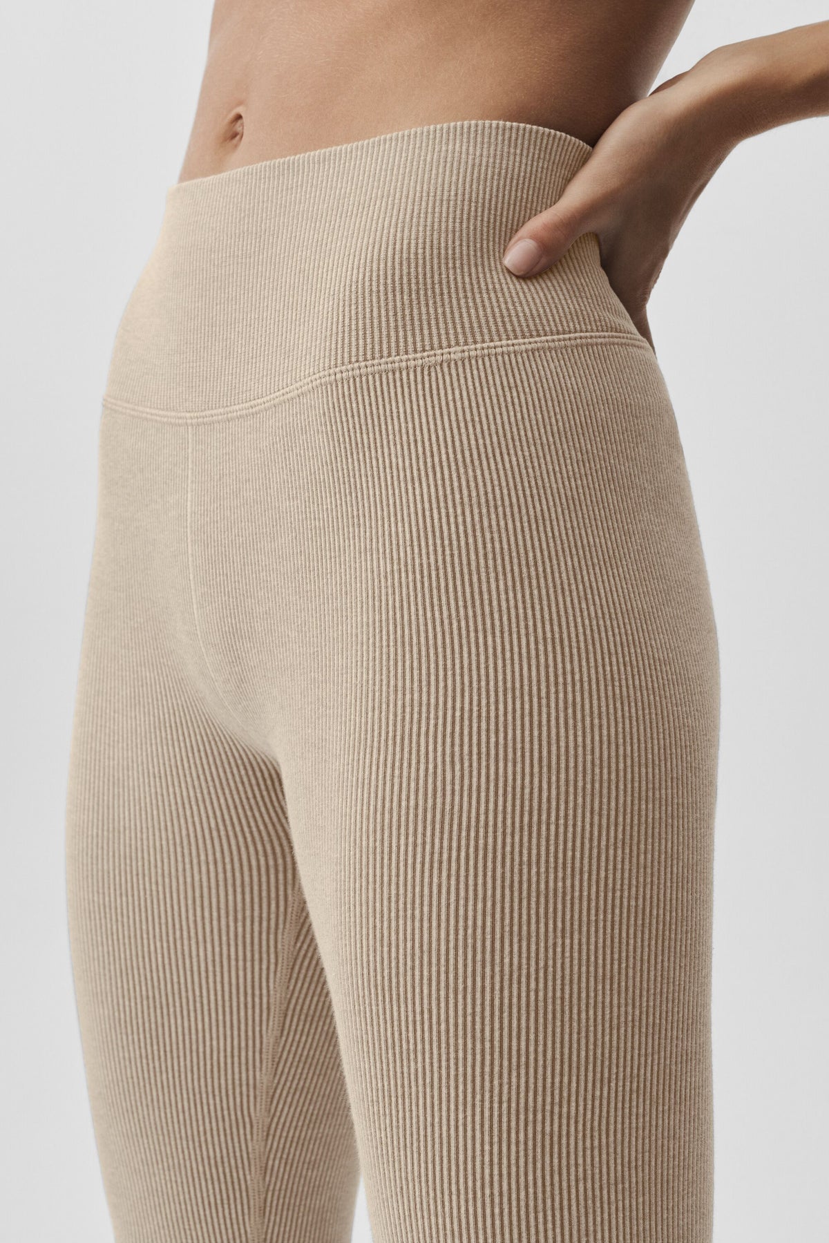 Seamless High-Waist Two Tone Rib Legging - Gravel Heather--2