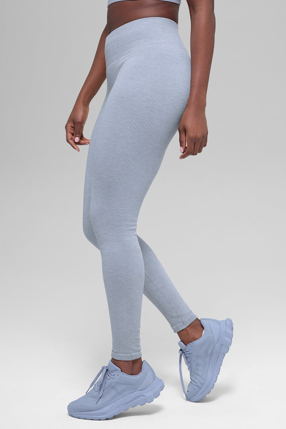 Seamless High-Waist Two Tone Rib Legging - Winter Frost Heather--3