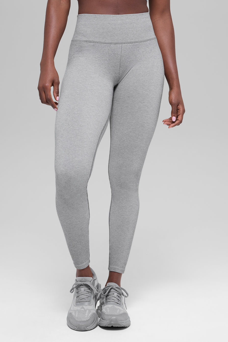 Seamless High-Waist Two Tone Rib Legging - Light Misty Grey Heather--1