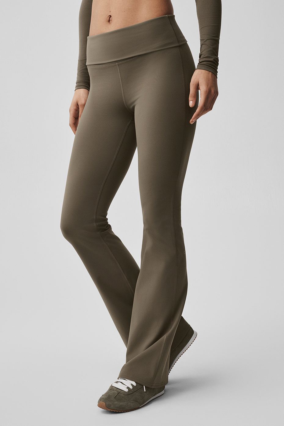 ALO Softsculpt Foldover Flare Legging (Regular) - Olive Tree--0