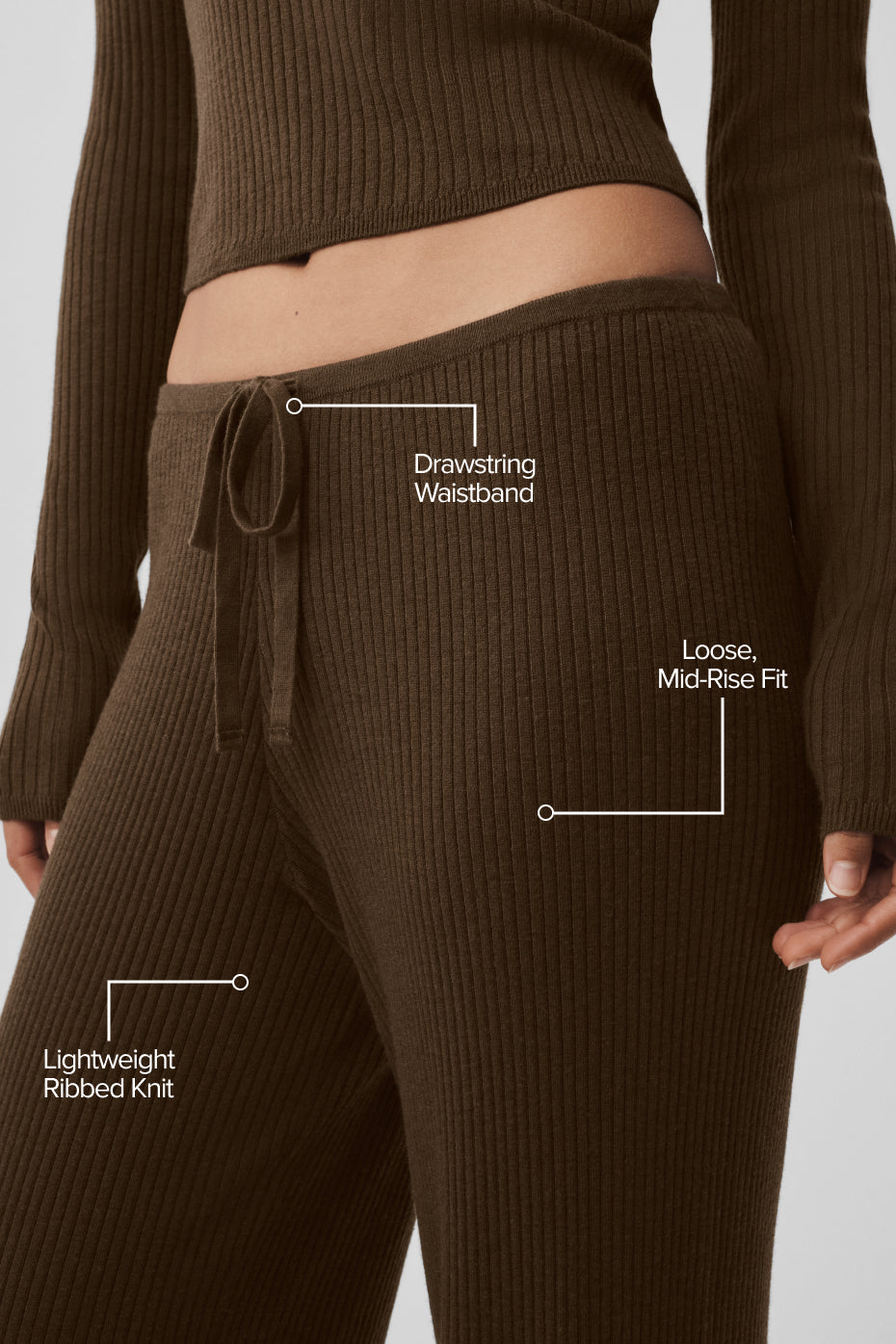 Sweater Knit Mid-Rise Unwind Wide Leg Pant - Espresso--1