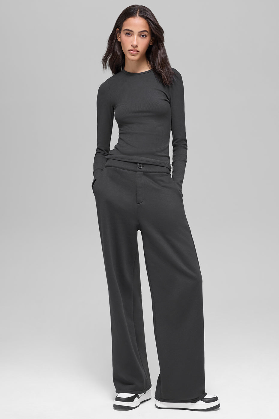 High-Waist Sweatpant Trouser - Anthracite--0