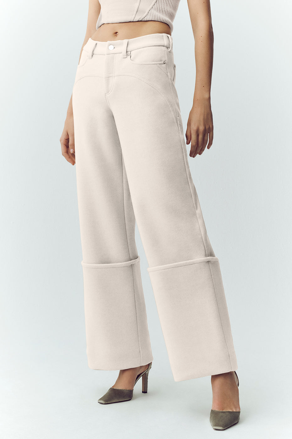 Wool Blend Nightcap Wide Leg Pant - Cafe Au Lait--0