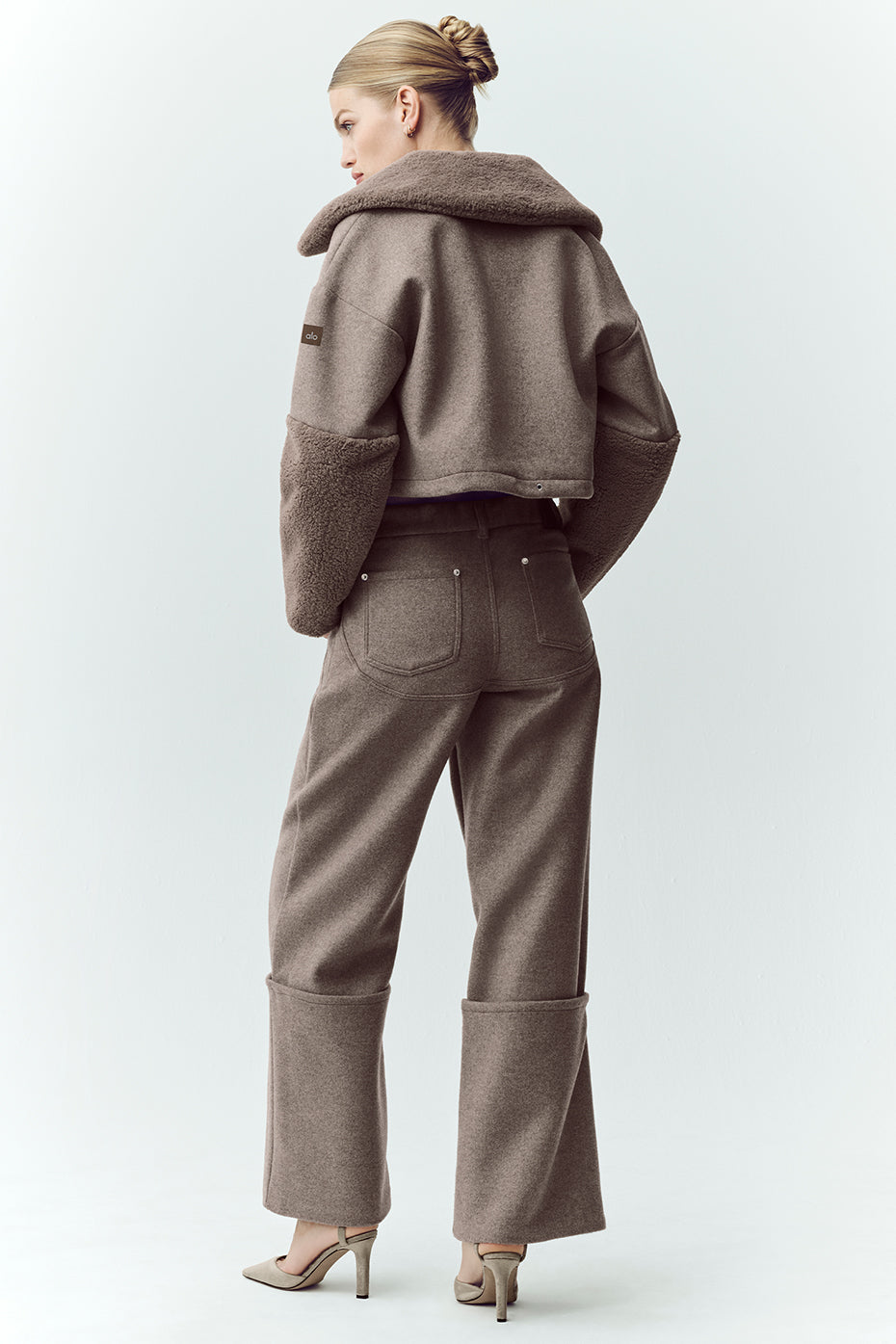 Wool Blend Nightcap Wide Leg Pant - Alpine Cocoa Heather--3