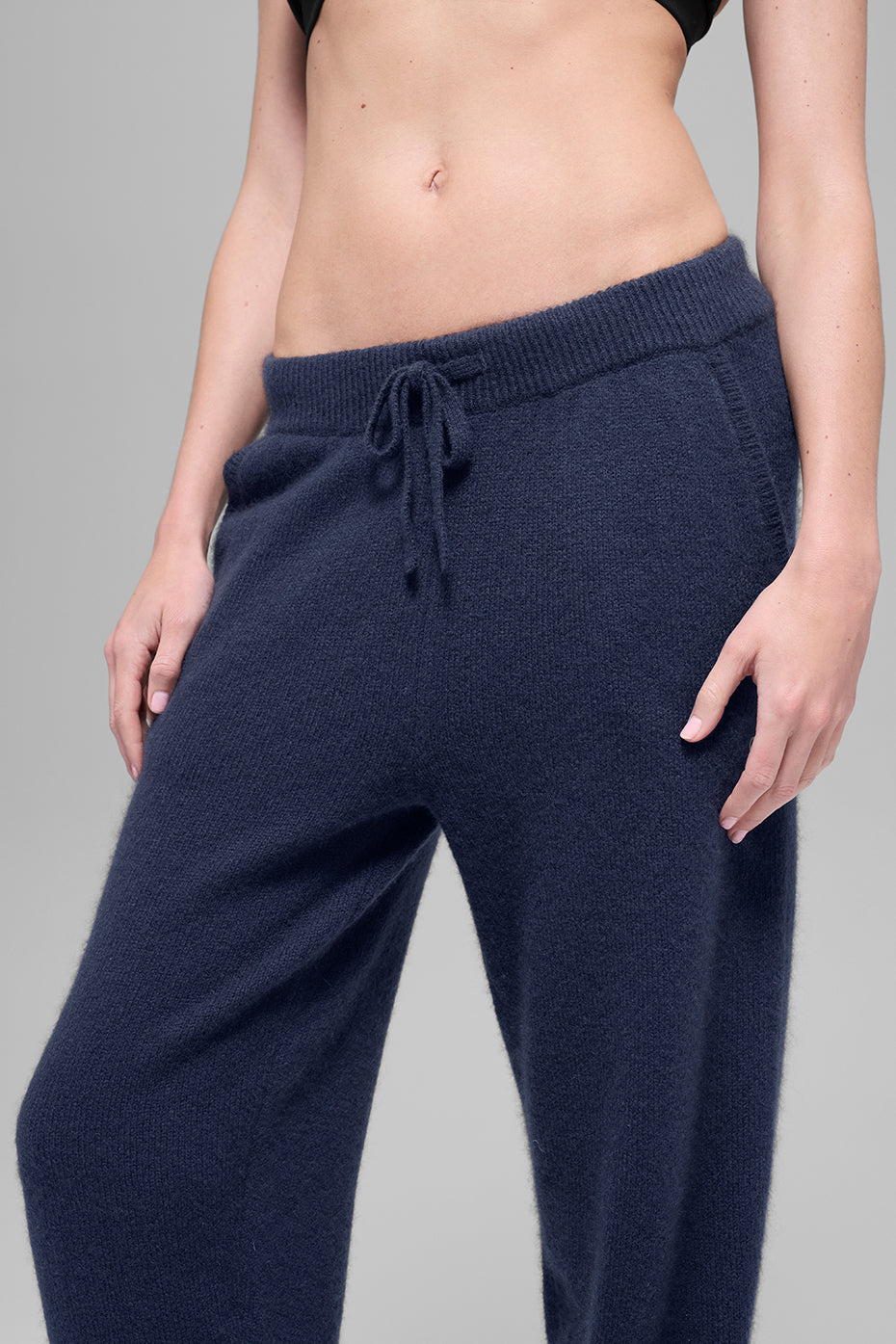 Wool Cashmere High-Waist New Class Jogger - Navy--2