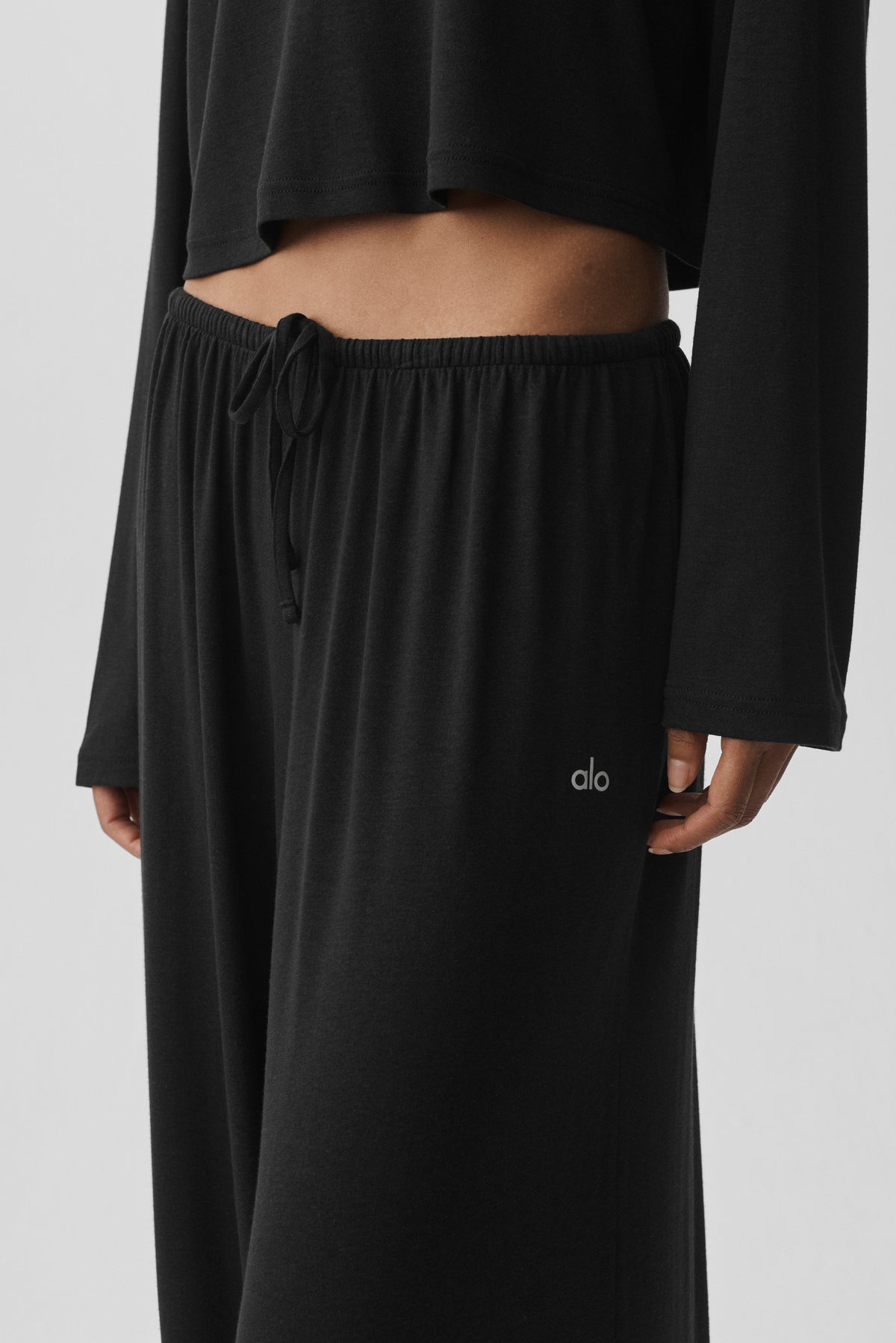 Semi Sheer High-Waist Oasis Wide Leg Pant (Long) - Black--3