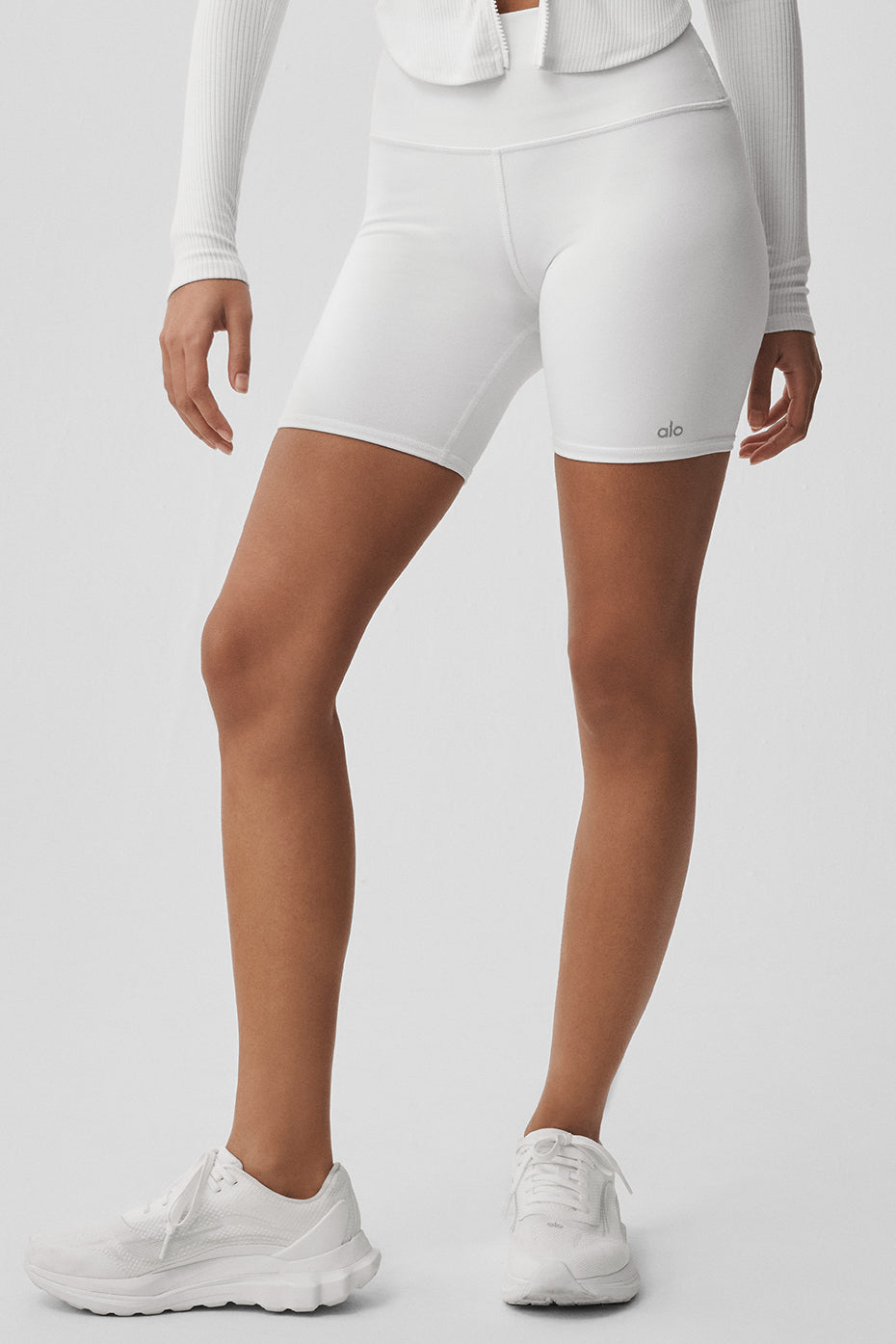 7" High-Waist Biker Short - White--1