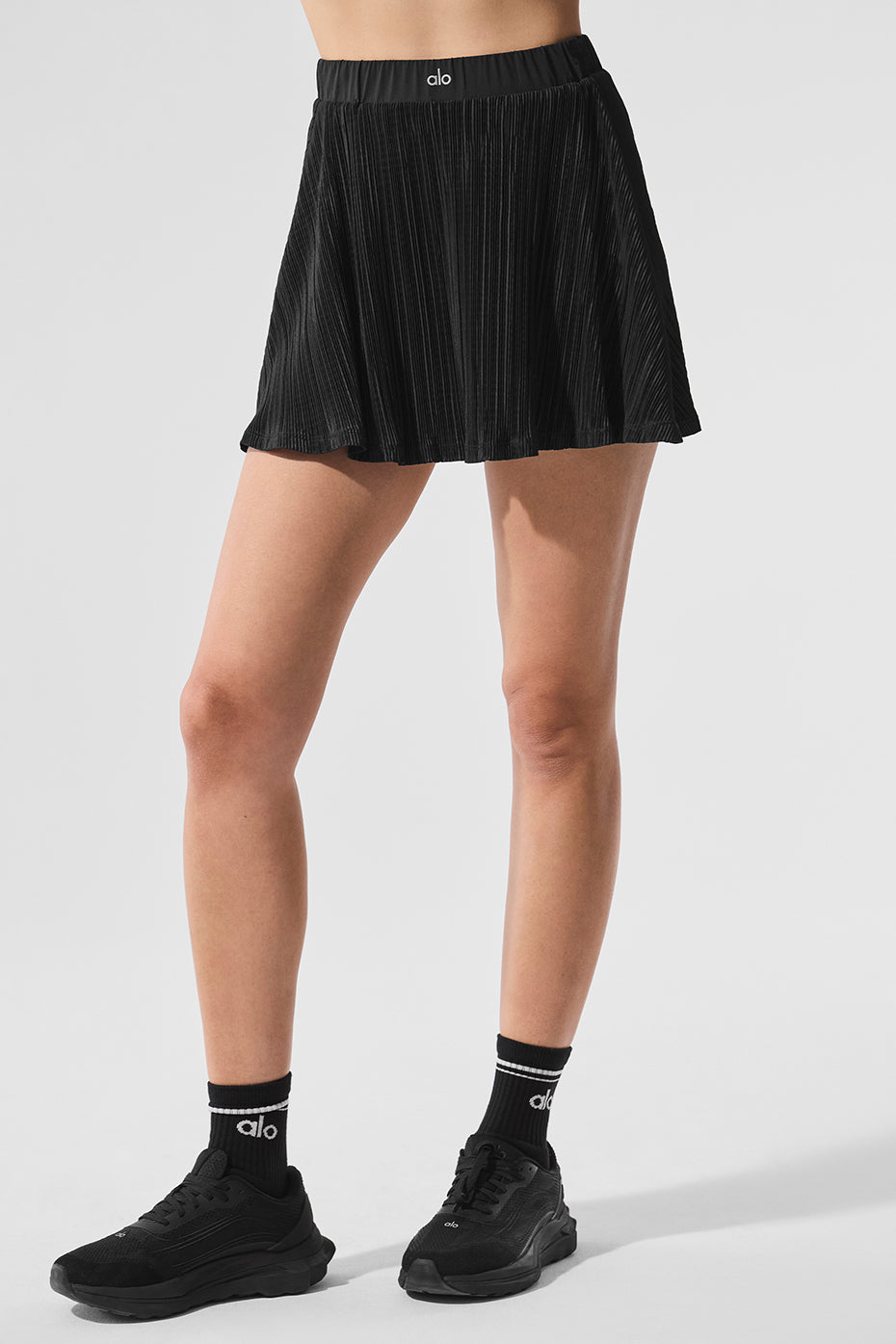 Micro Plisse Tennis Skirt - Black--0