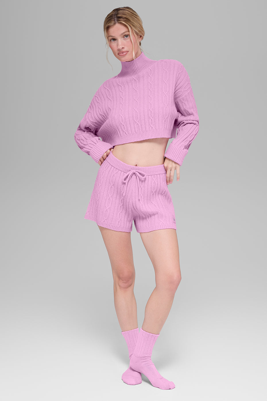 Cable Knit Winter Bliss Short - Candy Heart Pink--4