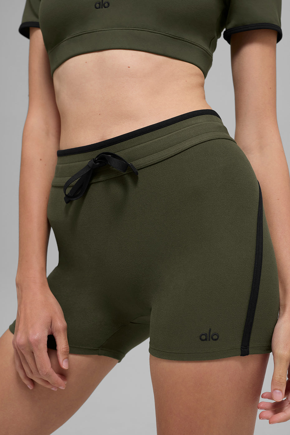4" Airbrush High-Waist Race Pace Short - Green Olive/Black--1