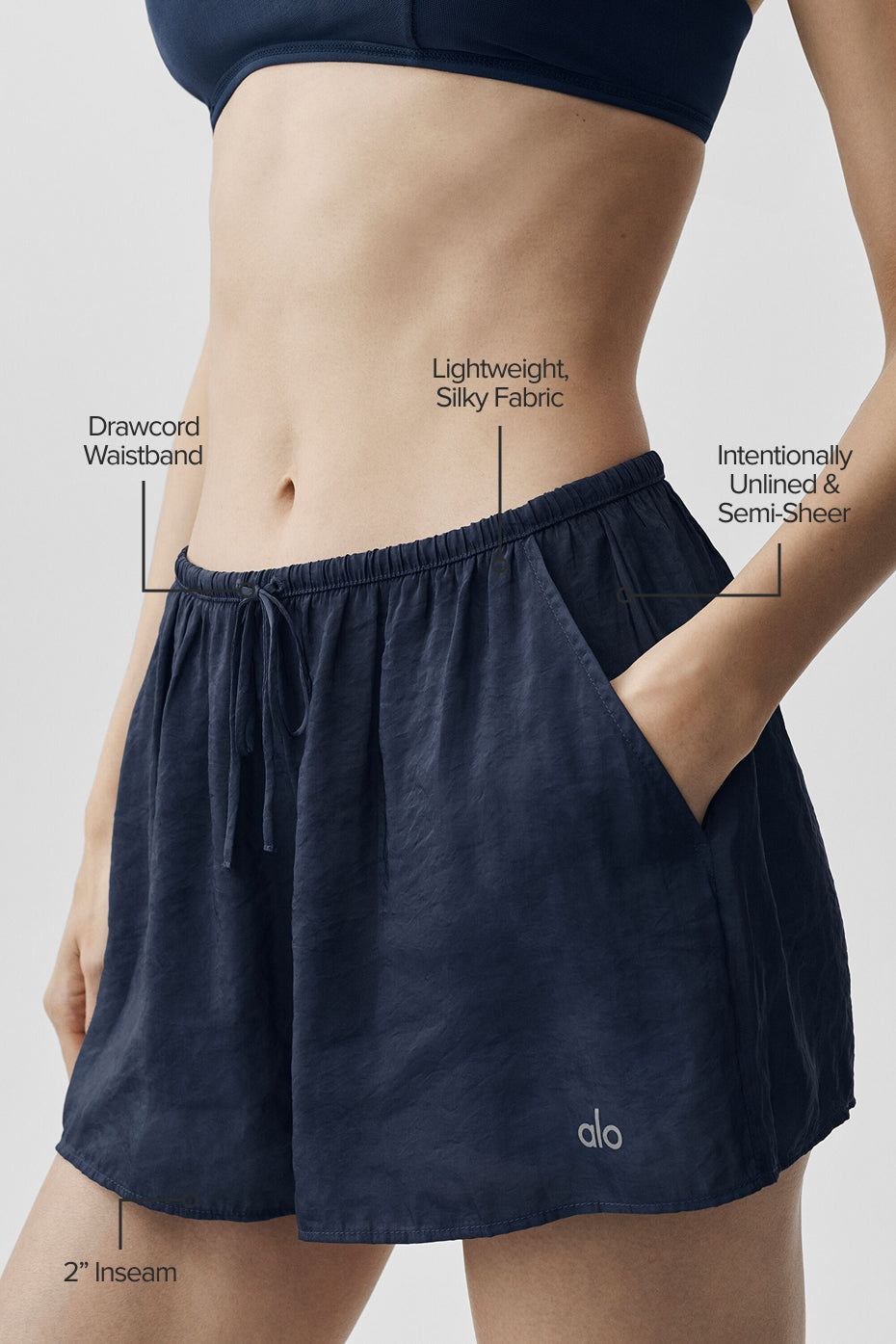 Semi-Sheer Golden Hour Mid-Rise Short - Navy--1