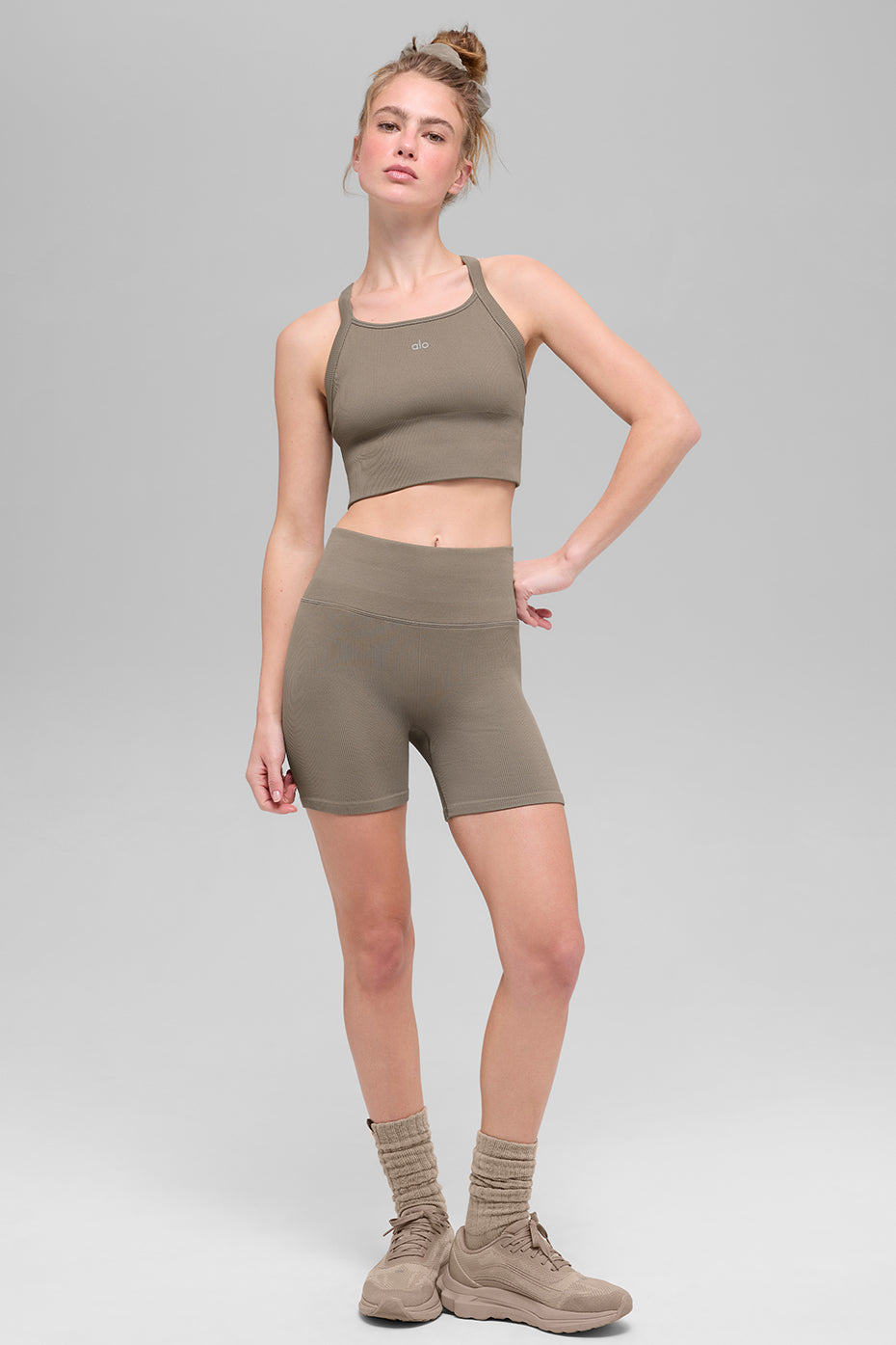 Seamless Ribbed Favorite Bra Tank - Light Cocoa--3