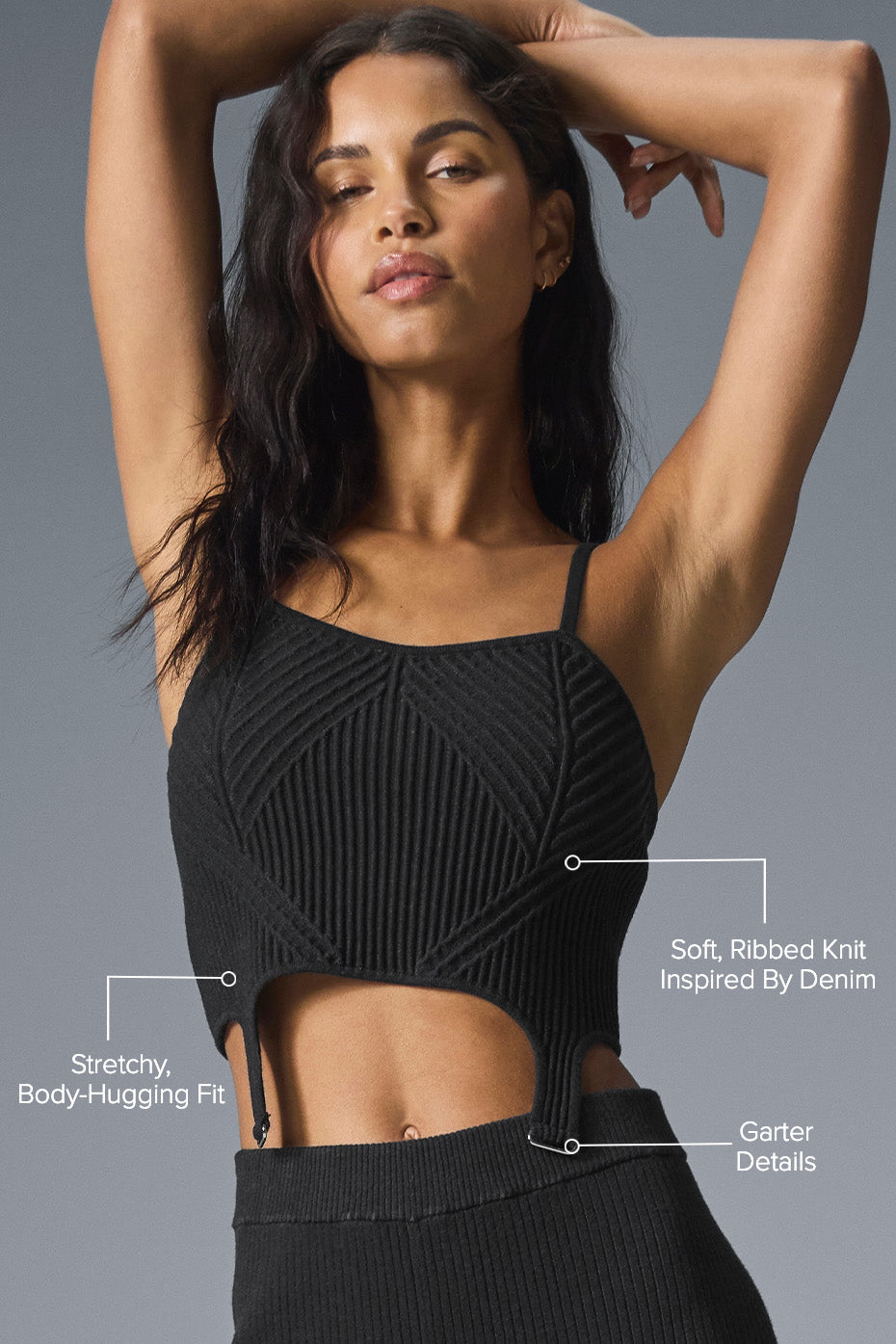 Denim Knit Garter Tank - Black/Anthracite--1