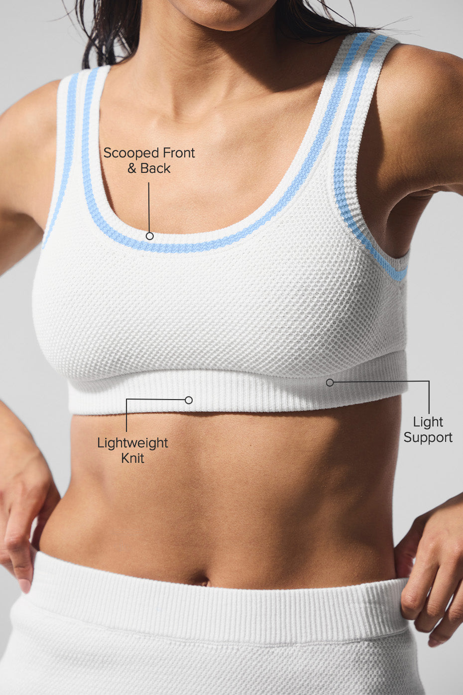 Tennis Club Sweater Knit Bra - White/Seashell Blue--1