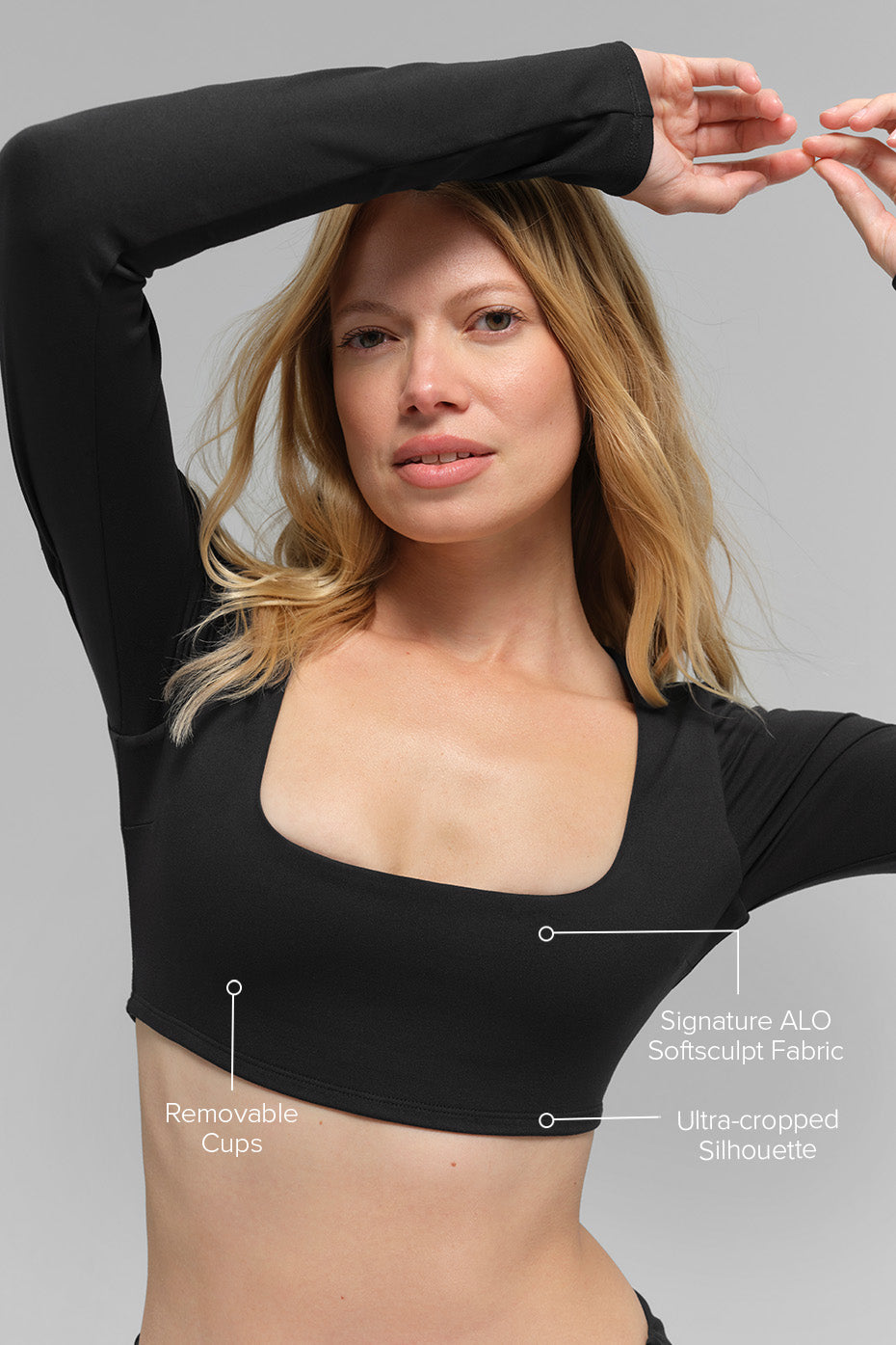 ALO Softsculpt Precision Long Sleeve Bra - Black--1