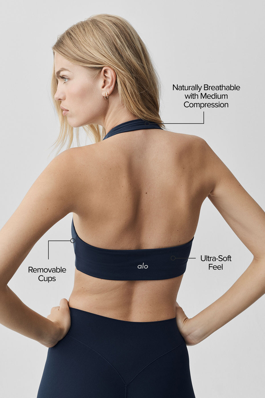 ALO Softsculpt Feel The Heat Halter Bra - Navy--1