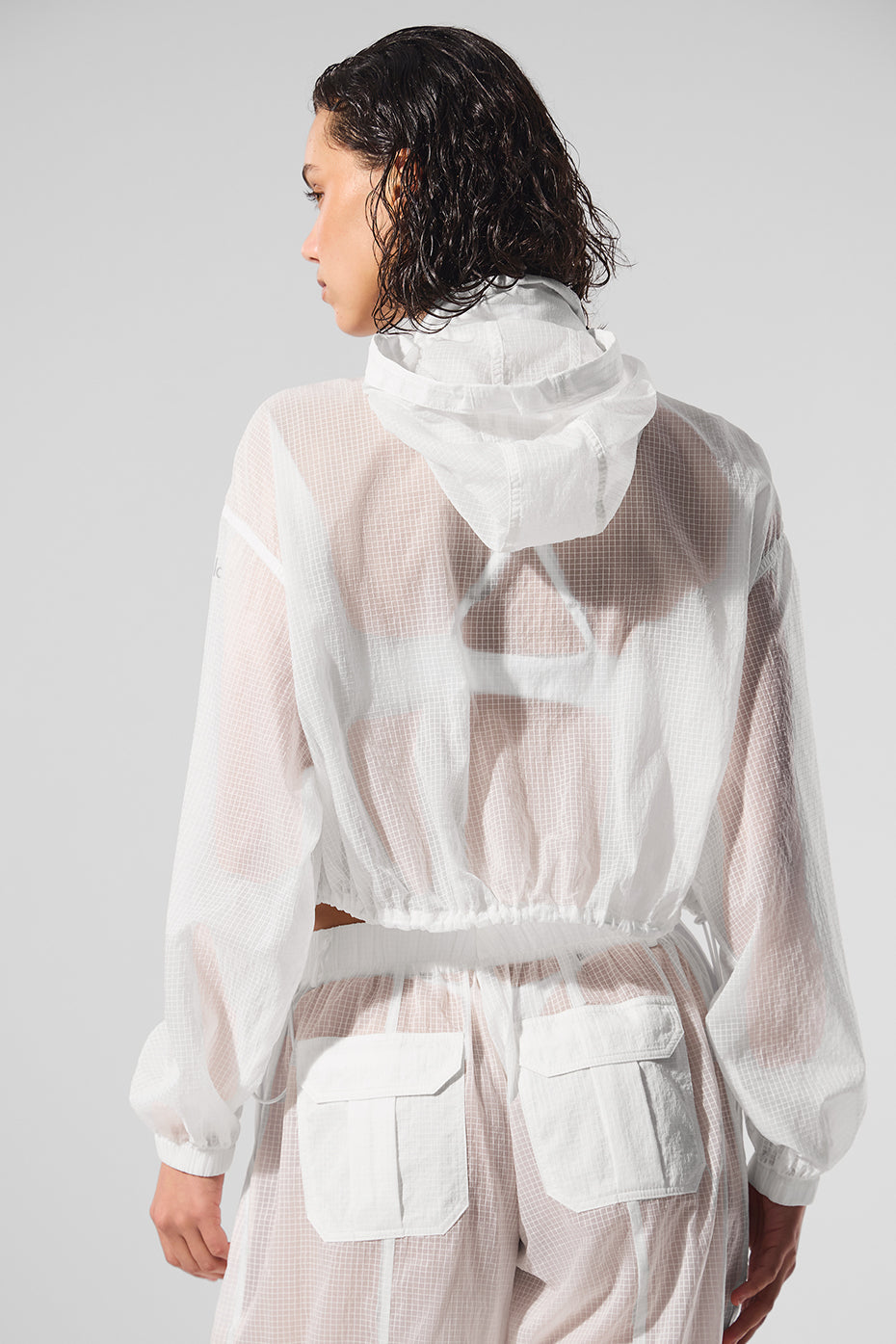 Cropped Game Time Full Zip Jacket - White--2