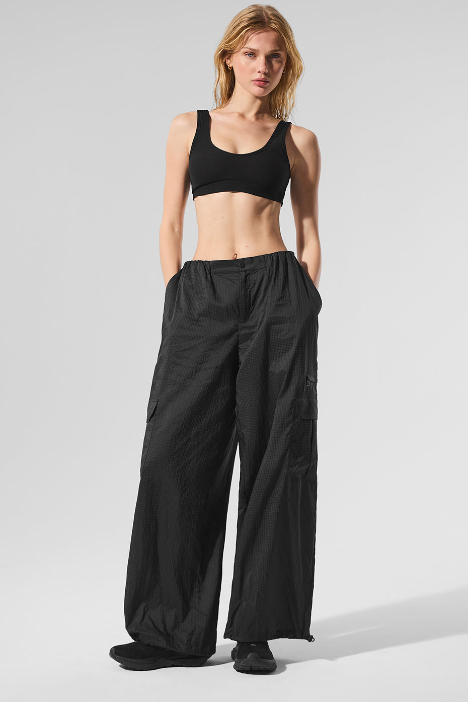 Sheer Game Time Wide Leg Jogger - Black--3