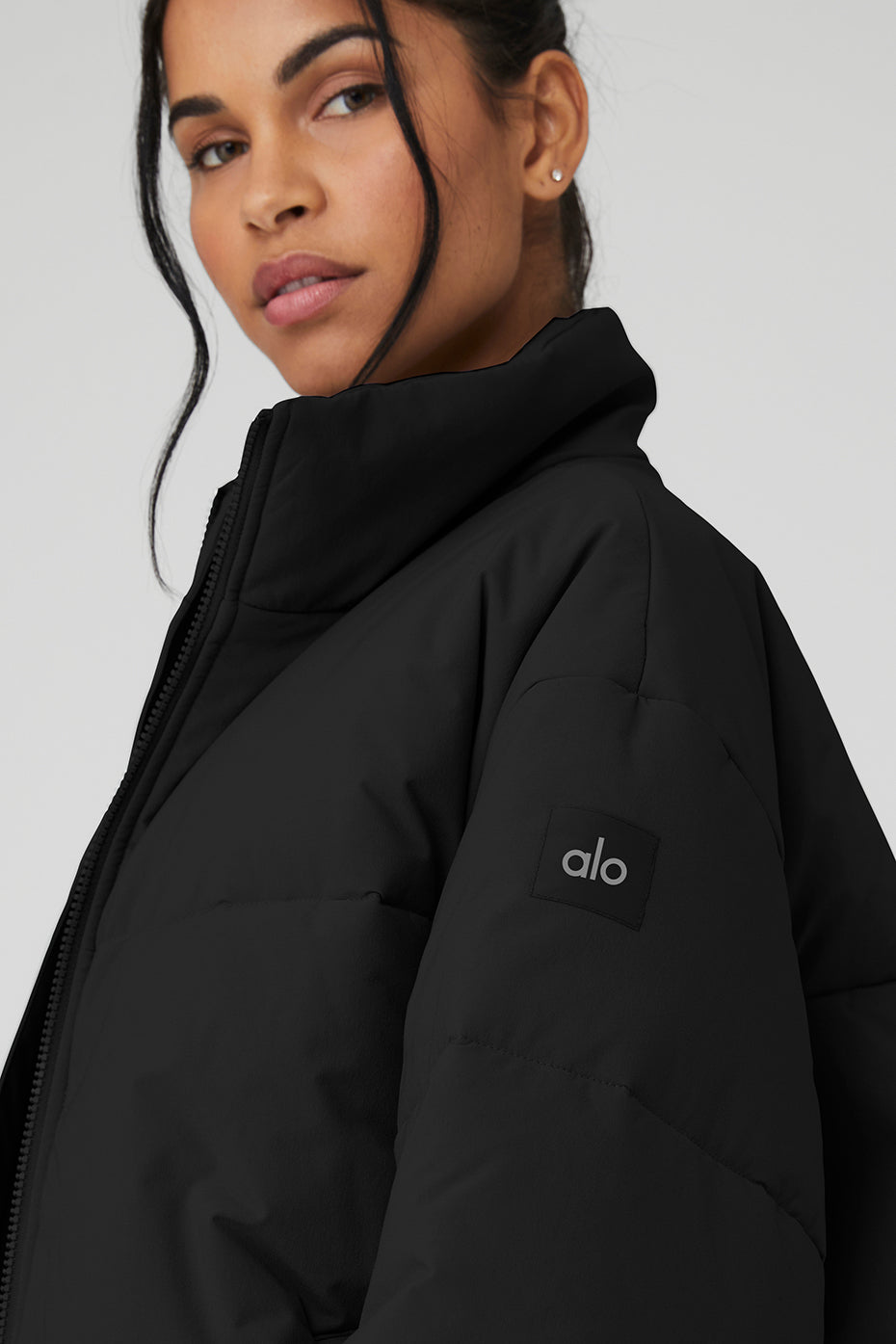 Stretch Woven Street Puffer - Black--3